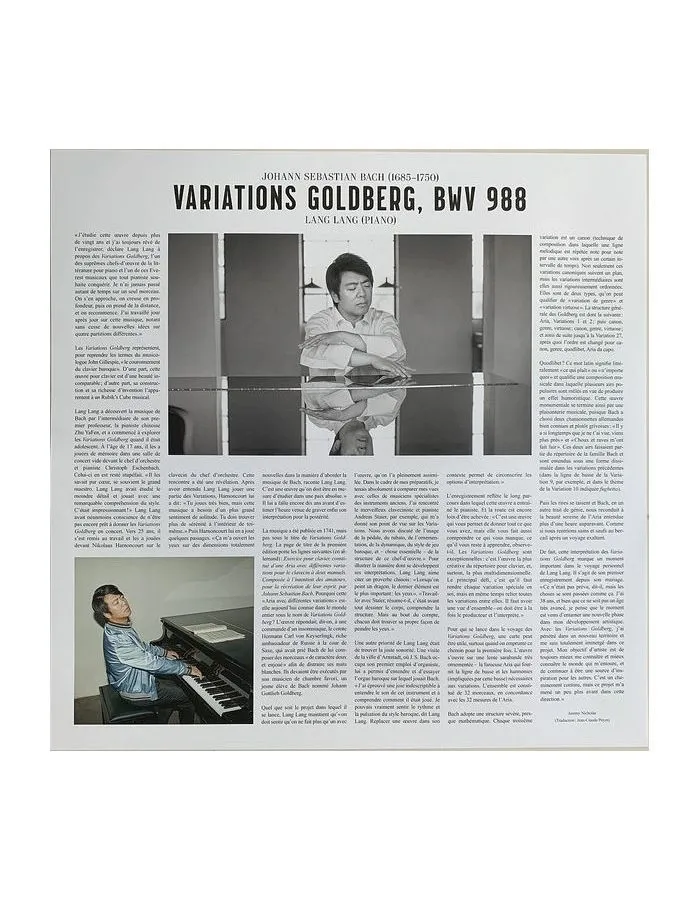Виниловая пластинка Lang Lang, Bach: Goldberg Variations (0028948197361) - фото 3
