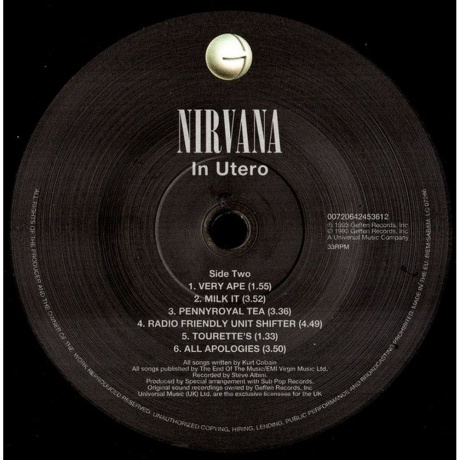 Nirvana - In Utero (0720642453612) виниловая пластинка - фото 4