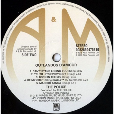 The Police - Outlandos D'Amour (0082839475310) виниловая пластинка - фото 4
