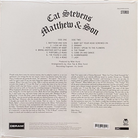 Виниловая пластинка Cat Stevens, Matthew &amp; Son (0602508161056) - фото 2