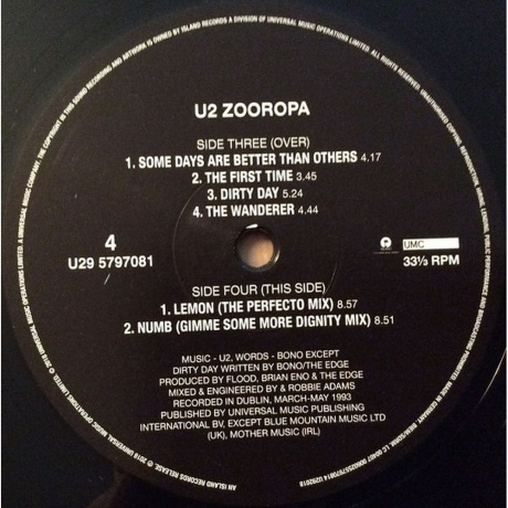 U2 - Zooropa (0602557970821) виниловая пластинка - фото 6