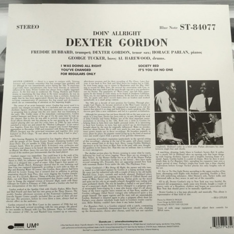 Dexter Gordon - Doin' Allright (0602577435935) виниловая пластинка - фото 2