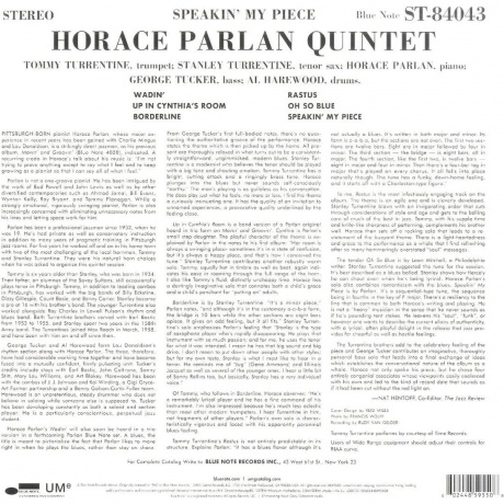 Horace Parlan - Speakin' My Piece (0602448595508) виниловая пластинка - фото 2