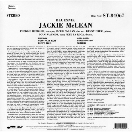 Jackie McLean - Bluesnik (0602448595492) виниловая пластинка - фото 2