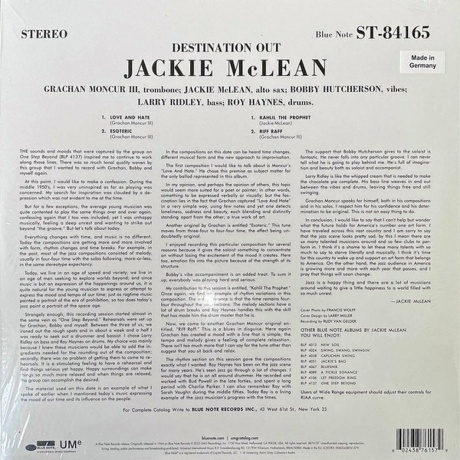 Jackie McLean - Destination Out (0602438761579) виниловая пластинка - фото 2