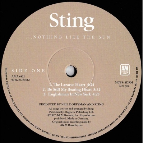 Sting - Nothing Like The Sun (0082839391214) виниловая пластинка - фото 3