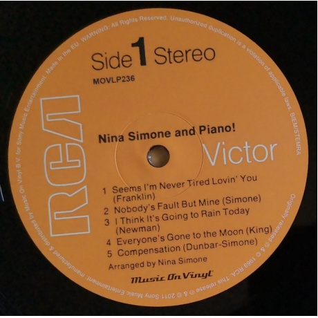 Виниловая пластинка Simone, Nina, Nina Simone And Piano (8713748980948) - фото 3