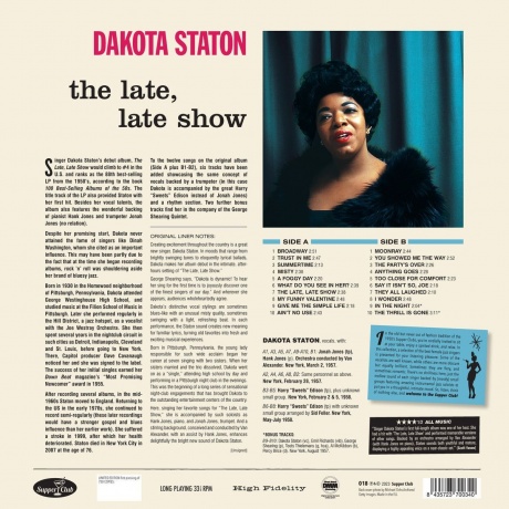 Dakota Staton - The Late, Late Show (8435723700340) виниловая пластинка - фото 2