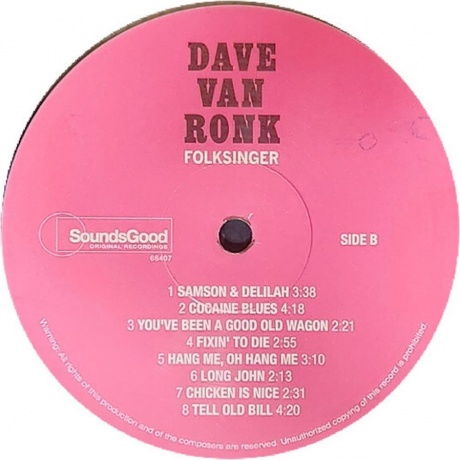 Dave Van Ronk - Folksinger (8436563184512) виниловая пластинка - фото 3