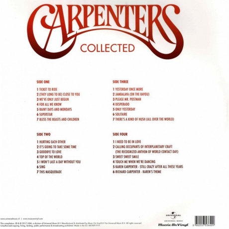 The Carpenters - Collected (0602557536409) виниловая пластинка - фото 3