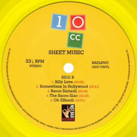 10 Cc - Sheet Music (Coloured Vinyl) (5060384460079) виниловая пластинка - фото 5