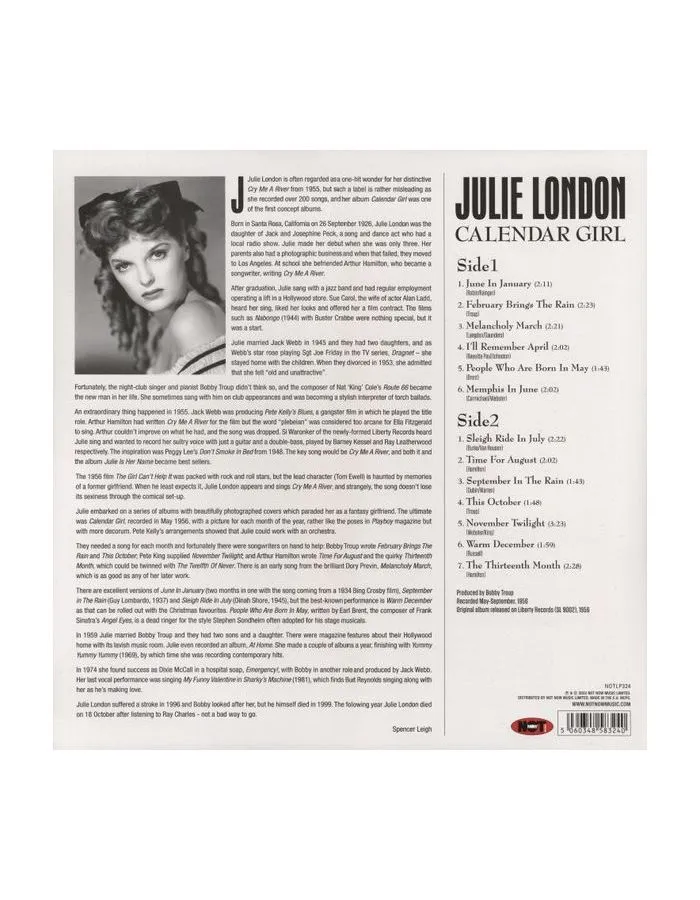 5060348583240, Виниловая пластинка London, Julie, Calendar Girl (coloured) - фото 2