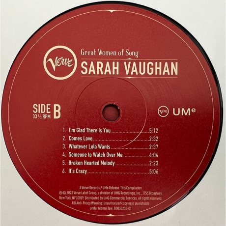 Sarah Vaughan - Great Women Of Song (0602455885388) виниловая пластинка - фото 3