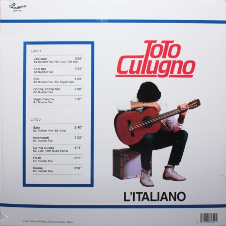 Toto Cutugno - L'Italiano (8034125846221) виниловая пластинка - фото 2