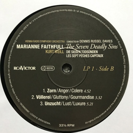 Marianne Faithfull - The Seven Deadly Sins (0194399269817) виниловая пластинка - фото 5