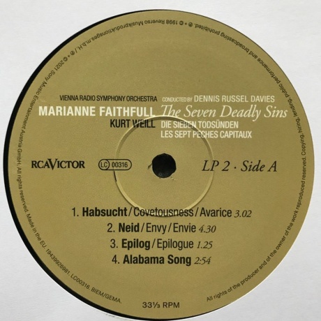 Marianne Faithfull - The Seven Deadly Sins (0194399269817) виниловая пластинка - фото 6