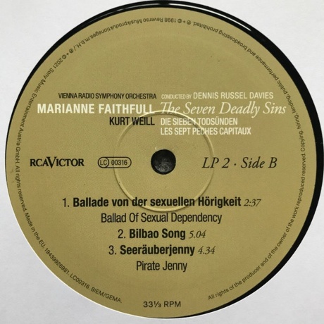Marianne Faithfull - The Seven Deadly Sins (0194399269817) виниловая пластинка - фото 7