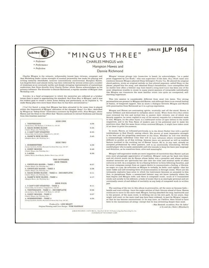 Виниловая пластинка Mingus; Hampton; Richmond, Mingus Three (0603497841059) - фото 3