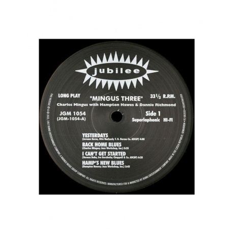 Виниловая пластинка Mingus; Hampton; Richmond, Mingus Three (0603497841059) - фото 4