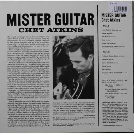 Chet Atkins - Mister Guitar (Analogue) (4260019712455) виниловая пластинка - фото 2