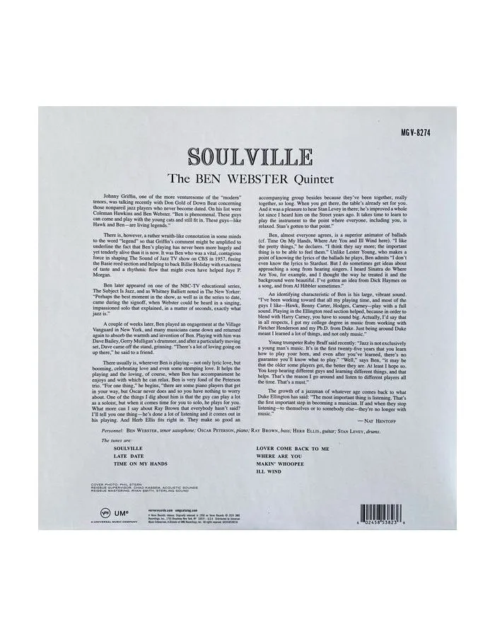 0602458538236, Виниловая пластинкаWebster, Ben, Soulville (Acoustic Sounds) - фото 4