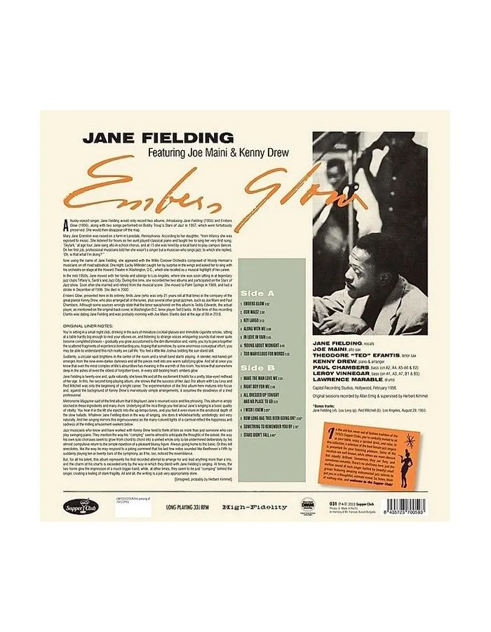 Виниловая пластинка Fielding, Jane, Embers Glow (8435723700593) - фото 2