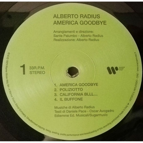 Alberto Radius - America Good-Bye (8032484343474) виниловая пластинка - фото 3