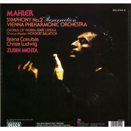 Zubin Mehta - Mahler: Symphony No.2 (0028948302444) виниловая пластинка - фото 2