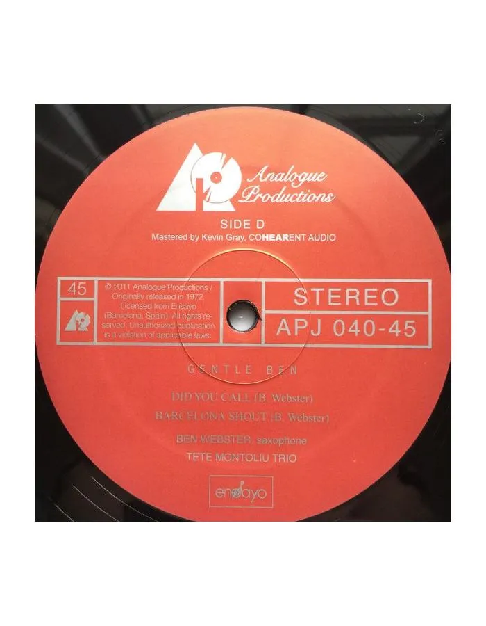 0753088404573, Виниловая пластинка Webster, Ben, Gentle Ben (Analogue) - фото 8