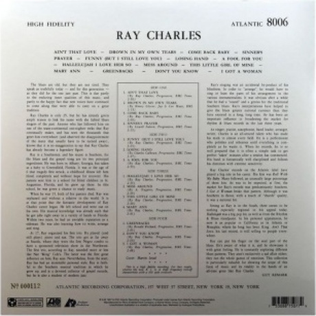 Ray Charles - Ray Charles (Analogue) (0753088750779) виниловая пластинка - фото 4