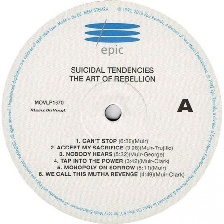 Suicidal Tendencies - The Art Of Rebellion (8719262001237) виниловая пластинка - фото 3