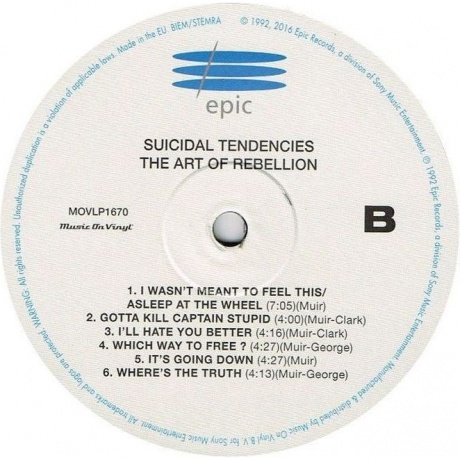 Suicidal Tendencies - The Art Of Rebellion (8719262001237) виниловая пластинка - фото 4