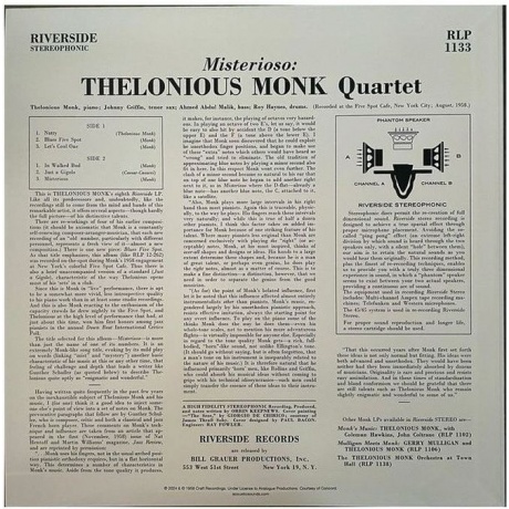 Thelonious Monk - Misterioso (Analogue) (0753088113338) виниловая пластинка - фото 3