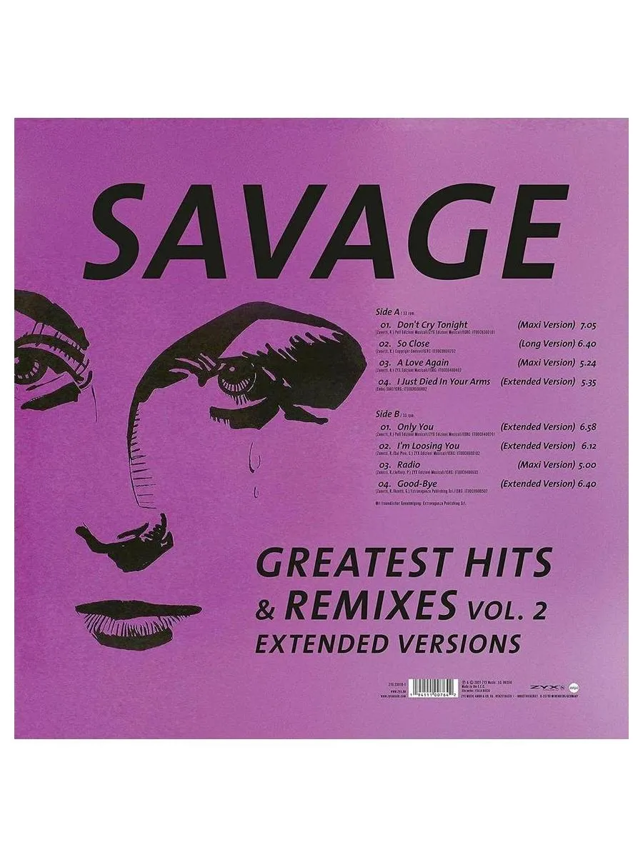 Виниловая пластинка Savage - Greatest Hits &amp; Remixes Vol. 2 (0194111007642) - фото 2