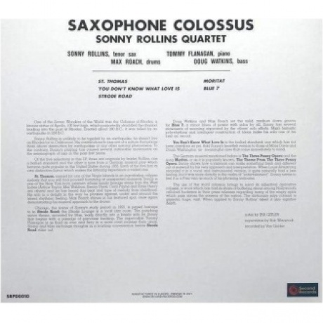 Sonny Rollins - Saxophone Colossus (9003829977875) виниловая пластинка - фото 2