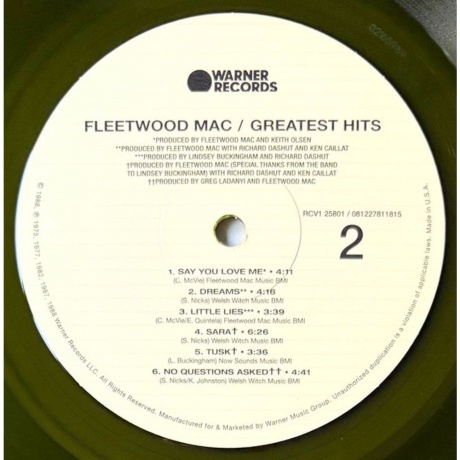 Fleetwood Mac - Greatest Hits (coloured) (0081227811815) виниловая пластинка - фото 4