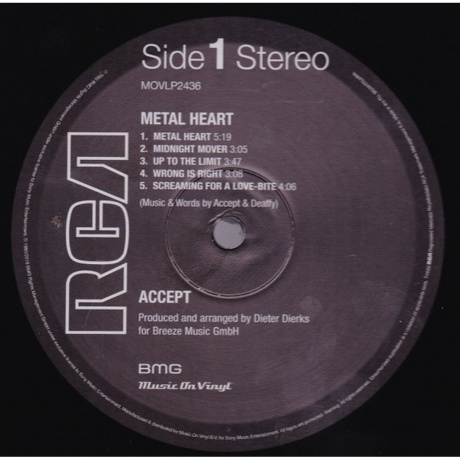 Accept - Metal Heart (8719262012172) виниловая пластинка - фото 3