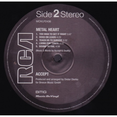 Accept - Metal Heart (8719262012172) виниловая пластинка - фото 4