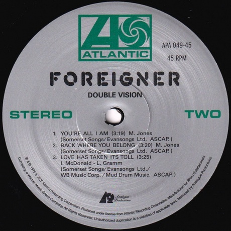Foreigner - Double Vision (Analogue) (0753088754975) виниловая пластинка - фото 7