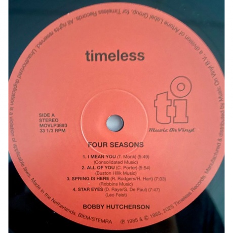Bobby Hutcherson - Four Seasons (40th Anniversary) (8719262038394) виниловая пластинка - фото 3