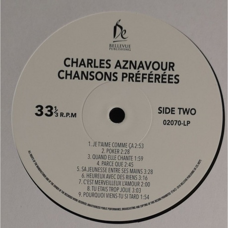 Charles Aznavour - Chansons Preferees (5711053020703) виниловая пластинка - фото 4