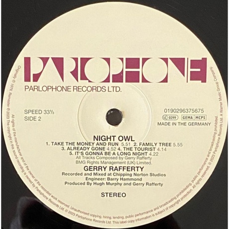 Gerry Rafferty - Night Owl  (0190296375675) виниловая пластинка - фото 4