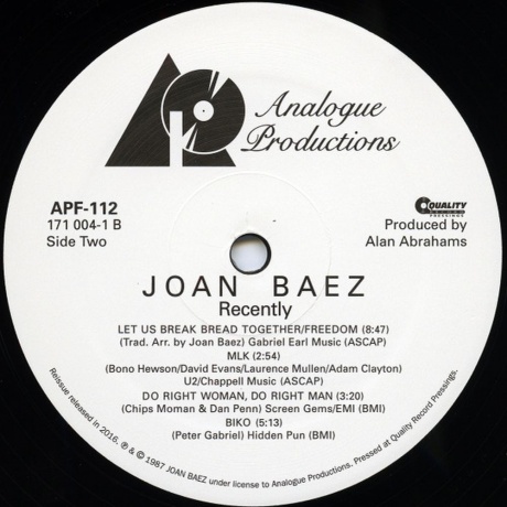 Joan Baez - Recently (Analogue) (0753088011214) виниловая пластинка - фото 3