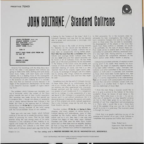 John Coltrane - Standard Coltrane (Analogue) (0753088724336) виниловая пластинка - фото 4
