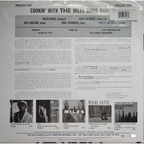 Miles Davis - Cookin' (Analogue) (0753088709432) виниловая пластинка - фото 2