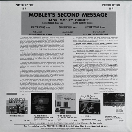 Hank Mobley - Mobley's 2nd Message (Analogue) (0753088708213) виниловая пластинка - фото 3