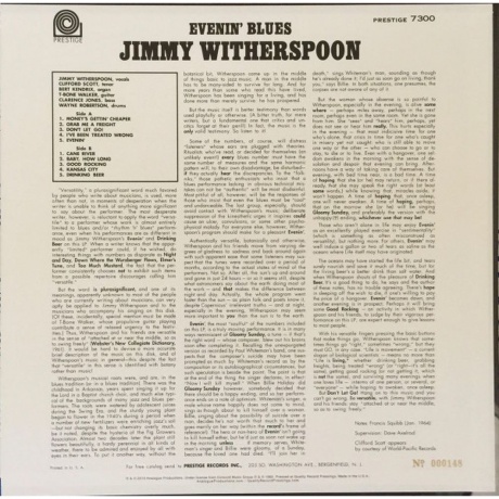 Jimmy Witherspoon - Evenin' Blues (Analogue) (0753088730016) виниловая пластинка - фото 3
