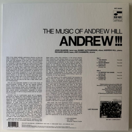 Andrew Hill - Andrew!!! (Analogue, Tone Poet) (0602458119985) виниловая пластинка - фото 4
