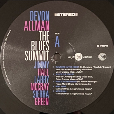 Devon Allman - Blues Summit (0710347211419) виниловая пластинка - фото 3