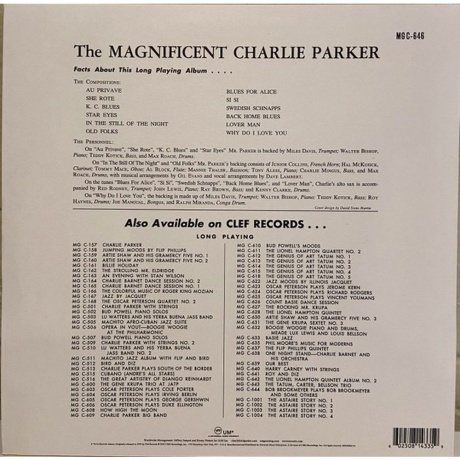 Charlie Parker - The Magnificent Charlie Parker (0602508847998) виниловая пластинка - фото 2